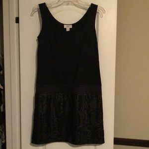 Loft Black Sequins Party Dress in Black Size 2